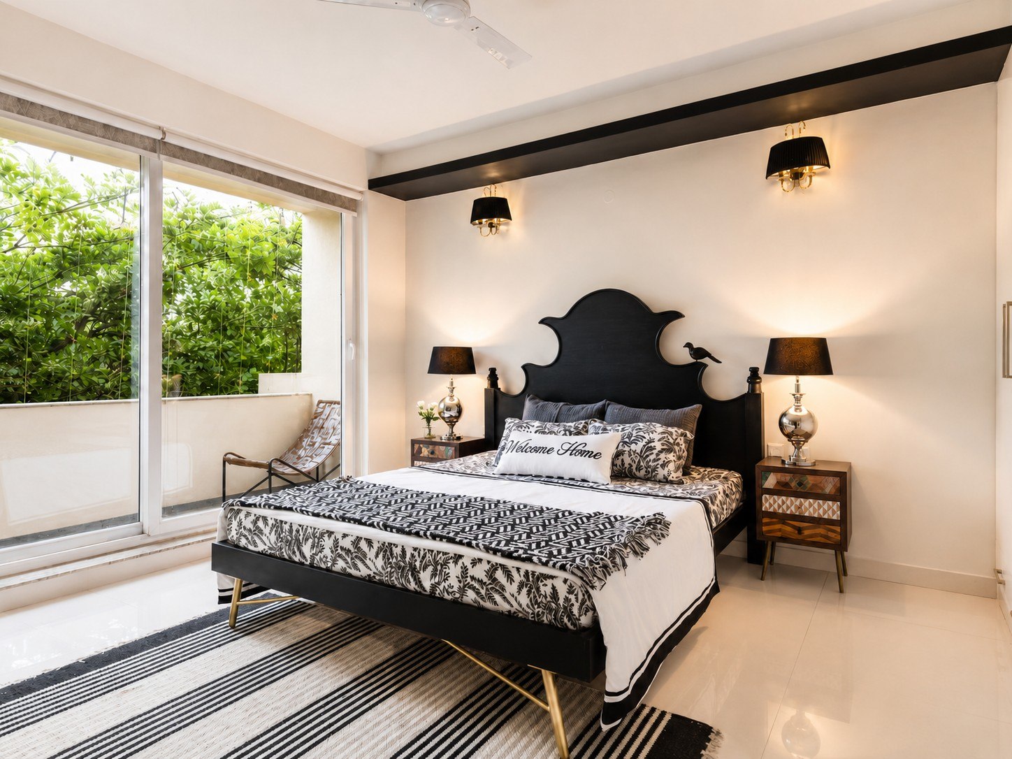Alternate view of the same sleeping space with natural light.